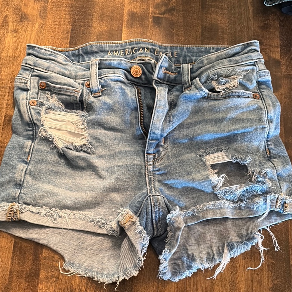 American Eagle Outfitters Distressed Denim Shorts - Blue